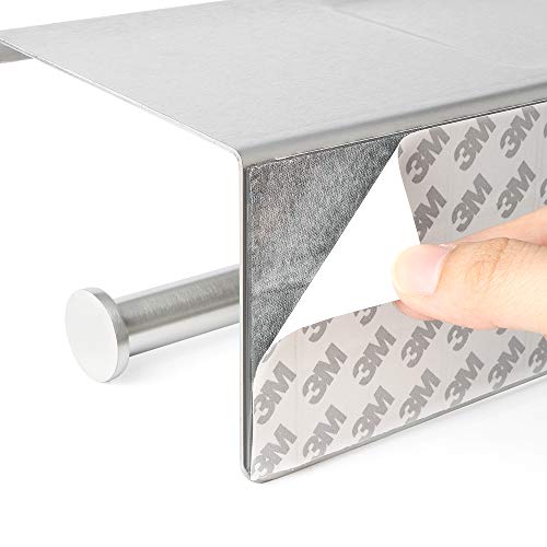 Alise Double Toilet Paper Holder,Bathroom Tissue Holder with Shelf,SUS304 Stainless Steel Toilet Paper Roll Holder Storage Dispenser,Self Adhesive or Wall Mount Drilling,Matte Black,GYT880-B