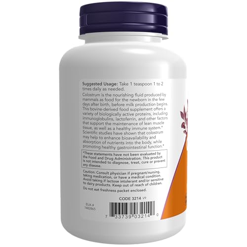 NOW Foods Supplements, Colostrum Powder, Naturally occurring Immunoglobulins and Lactoferrin, 3-Ounce