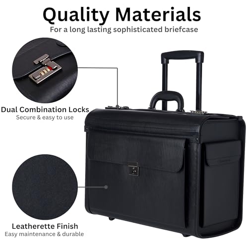 Alpine Swiss Rolling 17" Laptop Briefcase on Wheels Attache Lawyers Case Legal Size