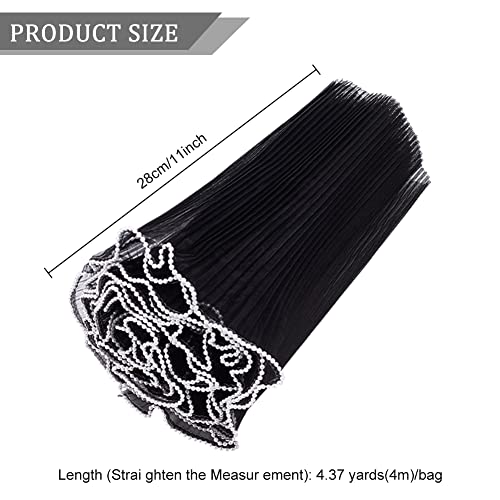 BENECREAT 4.37 Yards Black Flower Wrapping Mesh Paper, Pearl Edge Bouquet Packaging Paper Wrinkled Translucent for Wedding Decor, Florist Supplies Wedding Festival Gifts Packaging