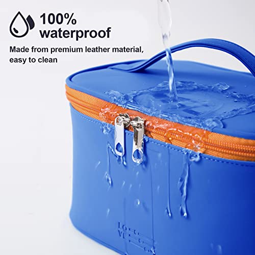 Makeup Bag Portable Travel Cosmetic Bag for Women, Beauty Zipper Makeup Organizer PU Leather Washable Waterproof(Rainbow Green)