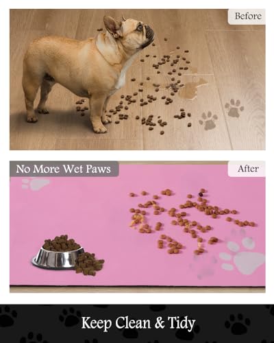 Pet Feeding Mat-Absorbent Dog Mat for Food and Water Bowl-No Stains Quick Dry Dog Water Dispenser Mat-Dog Accessories Pet Supplies-Dog Water Bowl for Messy Drinkers
