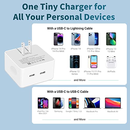 USB C Charger Block, 35W iPhone Fast Charger Dual USB C Port Compact Power Adapter for iPhone 14 Pro/14 Pro Max,13 Pro, iPad, PPS Samsung Galaxy(2 Pack)