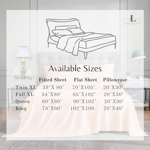 Lukeville Luxury Linen Twin XL Size Bed Sheets - Softest 100% Cotton 4PC Sheet Set,Sateen Bedding -500 Thread Count- Comfy,Breathable and Cooling Sheets,Deep Pockets Fits Upto 16" Deep Mattress- Blush