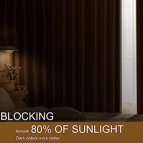 DWCN Taupe Velvet Curtains 84 Inches with Tiebacks - Luxury Thermal Insulated Room Darkening Tieable Window Curtains Grommet Neutral Style Window Dressing for Bedroom/Living Room, W52 x L84, 2 Panels