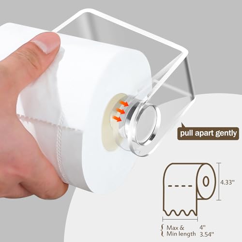 YIGII Acrylic Adhesive Toilet Paper Holder, Toilet Tissue Holder Stick on Wall Toilet Roll Holder No Drilling Waterproof for Bathroom Washroom Black