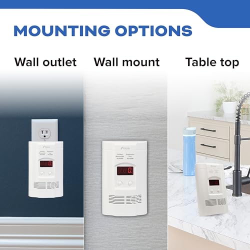 Kidde Carbon Monoxide Detector, Propane, Natural, Methane, & Explosive Gas Alarm, Plug-In Wall with 9-Volt Battery Backup, Digital LED Display