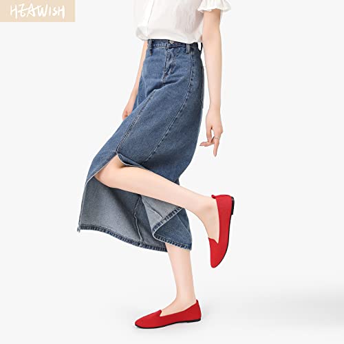 HEAWISH Women’s Flats Shoes Pointed Toe Ballet Flats Dressy Comfortable(Chili red, US6)