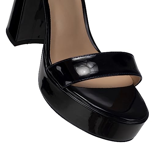 Women's High Heel Sandals Platform Open Toe Ankle Strap Block Heel Sandals 6 Inch Buckle Adjustable Evening Dress Party Wedding High Heel Sandals Round Toe Platform Dress Sandals Dark Apricot Size 6