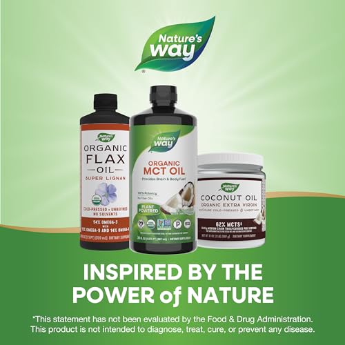 Nature's Way Organic MCT Oil, Brain and Body Fuel from Coconuts*; Keto and Paleo Certified, Organic, Gluten Free, Non-GMO Project Verified, 30 Fl Oz (Packaging May Vary)