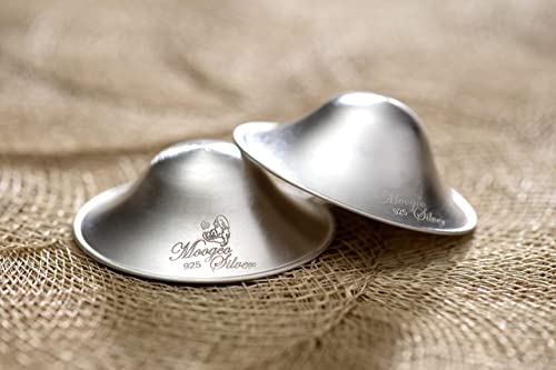 Moogco The Original Silver Nursing Cups - Nipple Shields for Nursing Newborn - Breastfeeding Essentials - Newborn Essentials Must Haves - Nipple Covers Breastfeeding - 925 Silver