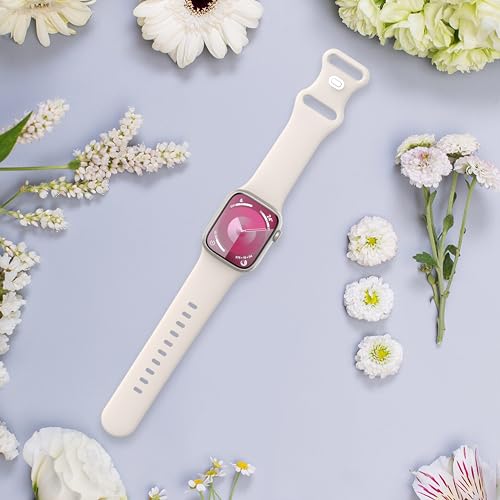 ADCNLG Sport Bands Compatible with Apple Watch Band 38mm 40mm 41mm 42mm 44mm 45mm 49mm Women Men,Soft Silicone Strap for iWatch Series Ultra 9 8 7 6 5 4 3 2 1 SE Milk Tea