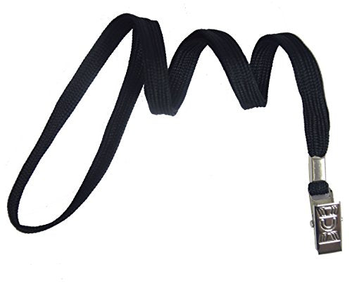Bird Fiy® 50 Pcs Lanyard Bulldog Clip 32-inch Flat Braid Neck Lanyard for Id Cards/badges (Black)