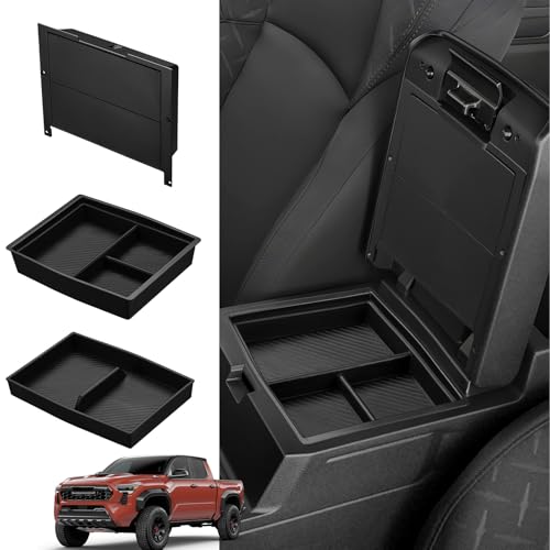 Ecarzo 3PCS Center Console Organizer for 2024-2025 Toyota Tacoma Armrest Hidden Storage Box, Maximize Space & Reduce Clutter, Tacoma Interior Accessories