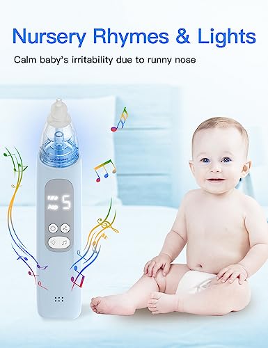 X-Bosak Baby Nasal Aspirator, Electric Nose Sucker with 5 Levels Suction, Soothing Light & Nursery Rhymes