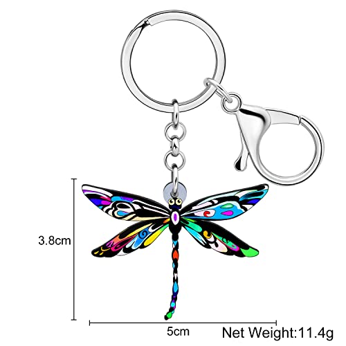 LONYOO Acrylic Dragonfly Keychain Car Key Backpack Keyring Dragonfly Gifts for Women Girls Spring Summer Charms (Blue)