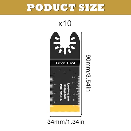Trivd Frol 10PCS Titanium Multitool Blades, Oscillating Saw Blades Metal Cutting for Nails Wood Plastic and Hard Material Oscillating Tool Blades Kit fit Dewalt Rockwell Milwaukee Bosch