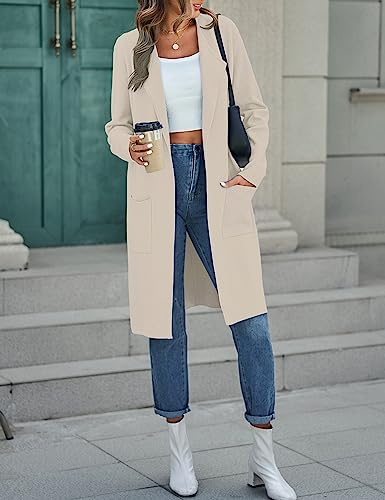 MEROKEETY Women's Collared Lapel Knitted Coatigan Warm Winter Coat Business Casual Cardigan Fall, Pink, Large