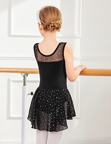 Zaclotre Kid Girls Sparkly Dance Leotard with Skirt Hi-Low Shiny Ballet Dance Dresses