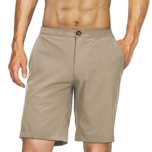 33,000ft Mens Golf Shorts 9 inch Inseam Quick Dry Elastic Waist Classic-Fit Drawstring Dress Shorts Hiking Fishing Business Black