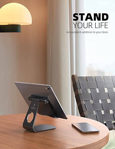 Lamicall Tablet Stand, Adjustable Tablet Holder - Desktop Stand Dock Holder Compatible with 4-13" Tablet Such as iPad Pro 11, 9.7, 10.5, 12.9 Air Mini 4 3 2, Kindle, Nexus, Tab, Silver