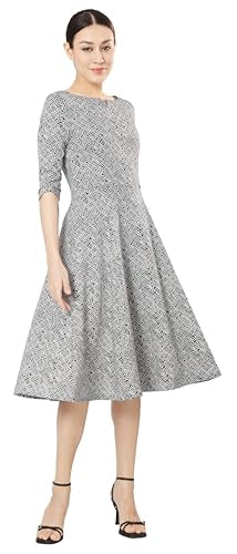 Marycrafts Women's Fit Flare Tea Midi Dress for Office Business Work 18 Dark Blue