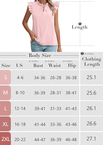 Heymoments Women's Summer Tops Black Small Casual Ruffle Short Sleeves V Neck Shirts Ladies Drawstring Basic Solid Color Blouses