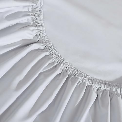 Calvin Klein - Queen Sheets, Luxuriously Soft Percale Bedding Set, Sustainable Fabric Construction (Naturals Solid Dawn Blue, Queen)