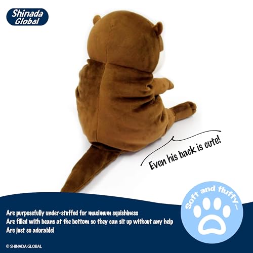 Shinada Global Original Mochi Otter Plushies - Squishy and Cute Sea Otter Plushies for Girls Boys, Kawaii Ultrasoft Polyester Fabric, Huggable & Durable, 11.8in(Brown)