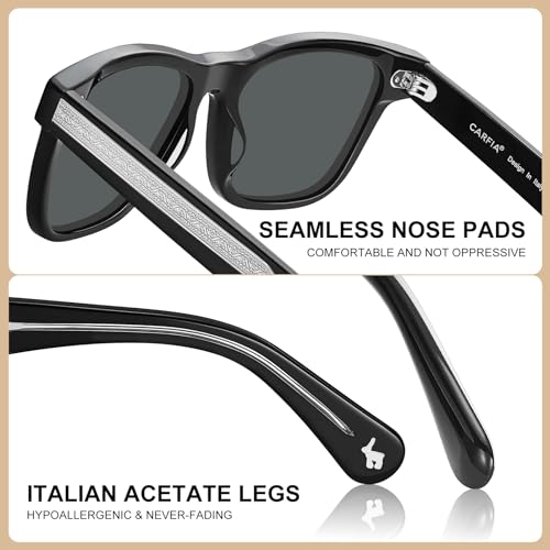 CARFIA Cool Acetate Polarized Sunglasses for Men Trendy Retro Sun Glasses CA2301 Transparent