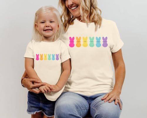 Easter Mama Bunny Baby Bunny Shirt Easter Bunny Peeps Shirt for Women Kids Family Matching Easter Day Shirts White