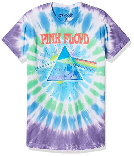 Liquid Blue Men's Pink Floyd Dark Side Oil Paint Tie Dye Short Sleeve T-Shirt, Multi, Small