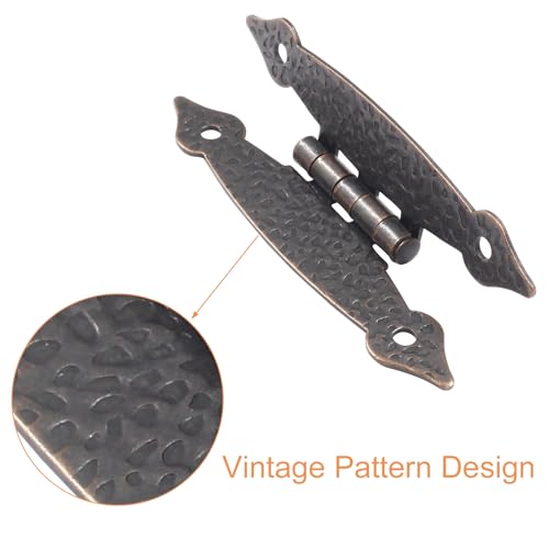 Kyuionty 6 Pack H-Shape Cabinet Hinges, Hammercraft Flush Door Hinge for Kitchen Cupboard Wardrobe (Antique Copper)
