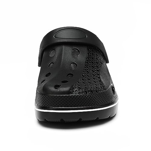 SOSOWHLTE Men's and Women's Arch Support Clogs Garden Shoes Slip-on Outdoor Beach Slippers with Removable Cushion Insole Black Size 7.5-8.5 Female,6-7 Male