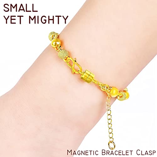 Ofiuny 18K Gold Magnetic Necklace Clasps and Closures 925 Sterling Silver Mini Magnetic Jewelry Clasp Connector for Bracelets Chain Extender(Made in Italy)