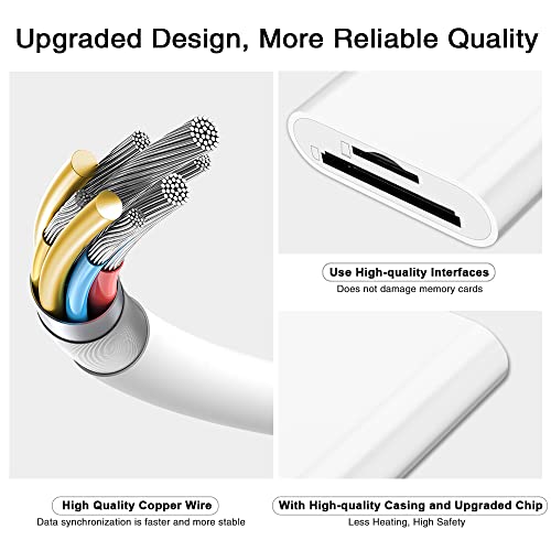 SD Card Reader for iPhone iPad Camera,Dual Card Slot Memory Card Reader Supports SD and TF Card Trail Camera Viewer Sd Card Adapter Portable Micro Sd Card Reader No Application Required Plug and Play