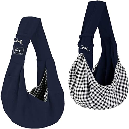 CUBY Dog and Cat Sling Carrier - Small Dog Carrier Sling with Adjust Strap & Zip Pocket, Hands Free Soft Dog Slings for Small Dogs Cats Puppy Pets Outdoor Travel Safety Purse Bag (Black)