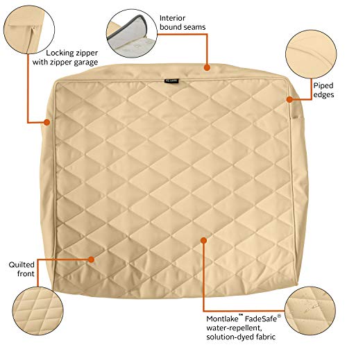 Classic Accessories Montlake FadeSafe FadeSafe Water-Resistant 21 x 20 x 4 Inch Wide Back Lounge Quilted Cushion Cover, Chamomile