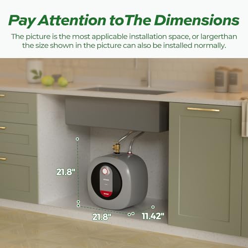 FOGATTI Electric Mini Tank Water Heater, 2.5 Gallon Point of Use Instant Hot Water Heater 120V 1440W, Small Hot Water Heater, Under Sink, Wall or Floor Mounted, Easy to Install