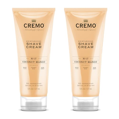 Cremo Coconut Mango Moisturizing Shave Cream, Astonishingly Superior Ultra-Slick Shaving Cream for Women Fights Nicks, Cuts and Razor Burn, 6 Fl Oz (Pack of 2)