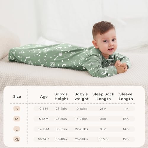 Unnivoll Baby Sleep Sack 0-6 Months 100% Cotton Long Sleeve Wearable Blanket Baby Sleep Bag with 2-Way Zipper 2 Pack 0.5 Tog Sleeping Sack for Newborn Infant