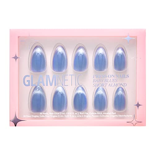 Glamnetic Press On Nails - Maple Glaze | Short Almond Nude Brown Neutral Nails with Glaze Finish | 15 Sizes - 30 Nail Kit with Glue