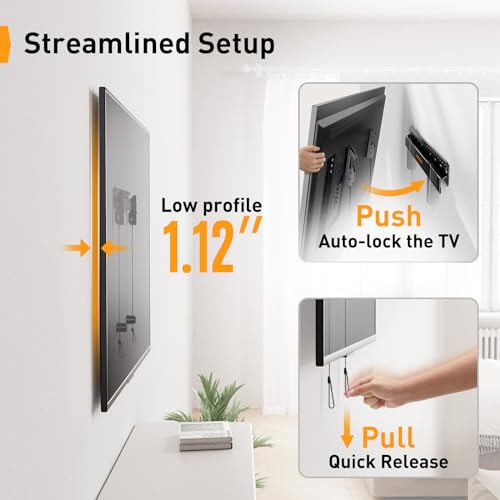 Perlegear Studless TV Wall Mount for Most 24-55 Inch TVs up to 100 lbs, No Stud TV Mount, Drywall TV Bracket with Max VESA 400x400mm, No Drill, Easy Install, Low Profile, PGMT7