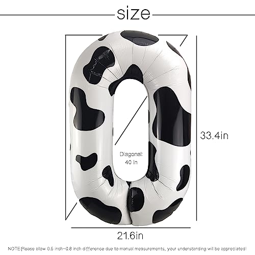 Cow Balloons,Cow Print Balloons,Number Balloons 0-9 for Cow Party Decoration,Funny Farm Balloons for Children's Birthday Farm Party Wedding Anniversary Decoration Supplies (Number 0)