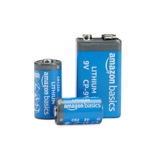 Amazon Basics 2-Pack 9 Volt Lithium High-Performance Batteries, 10-Year Shelf Life, Long Lasting Power