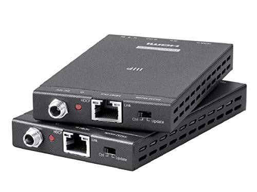 Monoprice 4K Pro HDBaseT Extender Kit, IR, 70 Meters with PoC, Over Cat6, RS232, HDCP 2.2, Black - Blackbird Series and Monoprice High Speed HDMI Cable - Certified Premium, 4K@60Hz, HDR, 18Gbps, 36AWG, YUV, 4:4:4, 2 Feet, Black - Ultra Slim Series
