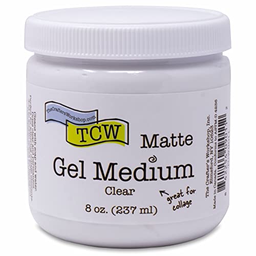 The Crafter's Workshop Matte Gel Medium for Acrylic Paint - Dimensional Clear Texture Paste for Stenciling & Mixed Media Art - Boutique Quality, 8 oz Jar