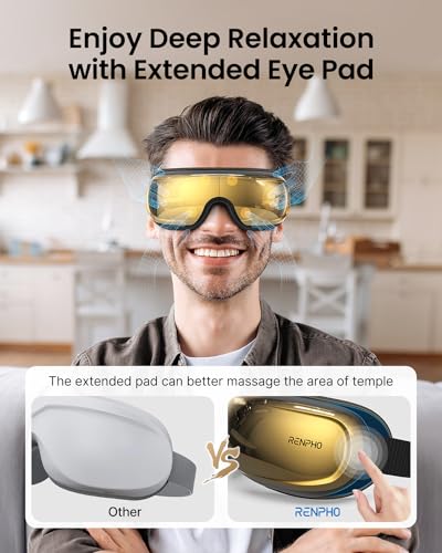RENPHO FSA/HSA Eligible Eye Massager with Heat and Cooling,Eyeris 3 Voice Controlled Eye Massager, Heated Eye Mask with DIY Massage Setting,Music Eye Care Devices for Relax,Gift for Men/Women