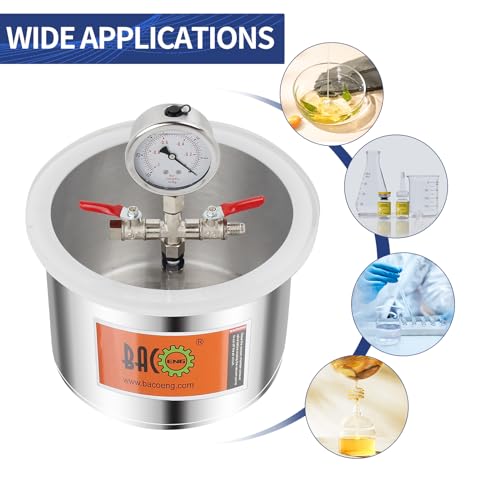BACOENG 1 1/2 Gallon 3.6 CFM Vacuum Chamber with Pump, Degassing Vacuum Chamber Kit for Resin