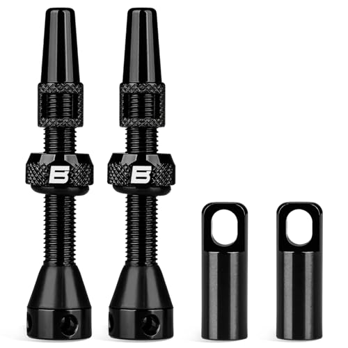 BWSHLF Tubeless Presta Valve Stem 40/44/55/60/65/80/100 mm, Super Light Alloy Presta Valve Stem Kit with Valve Core Remover Tool and Valve Stem Caps - Multiple Color and Size Options(Pair)